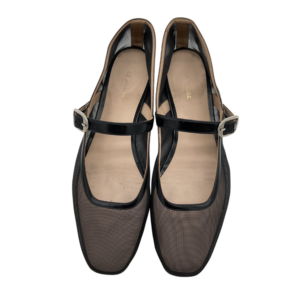 Le Monde Béryl Leather Trim Black Mary Jane Ballet Flats Size EU 41 / US 11 - Picture 3 of 9